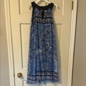 Blue Patterned Midi Dress